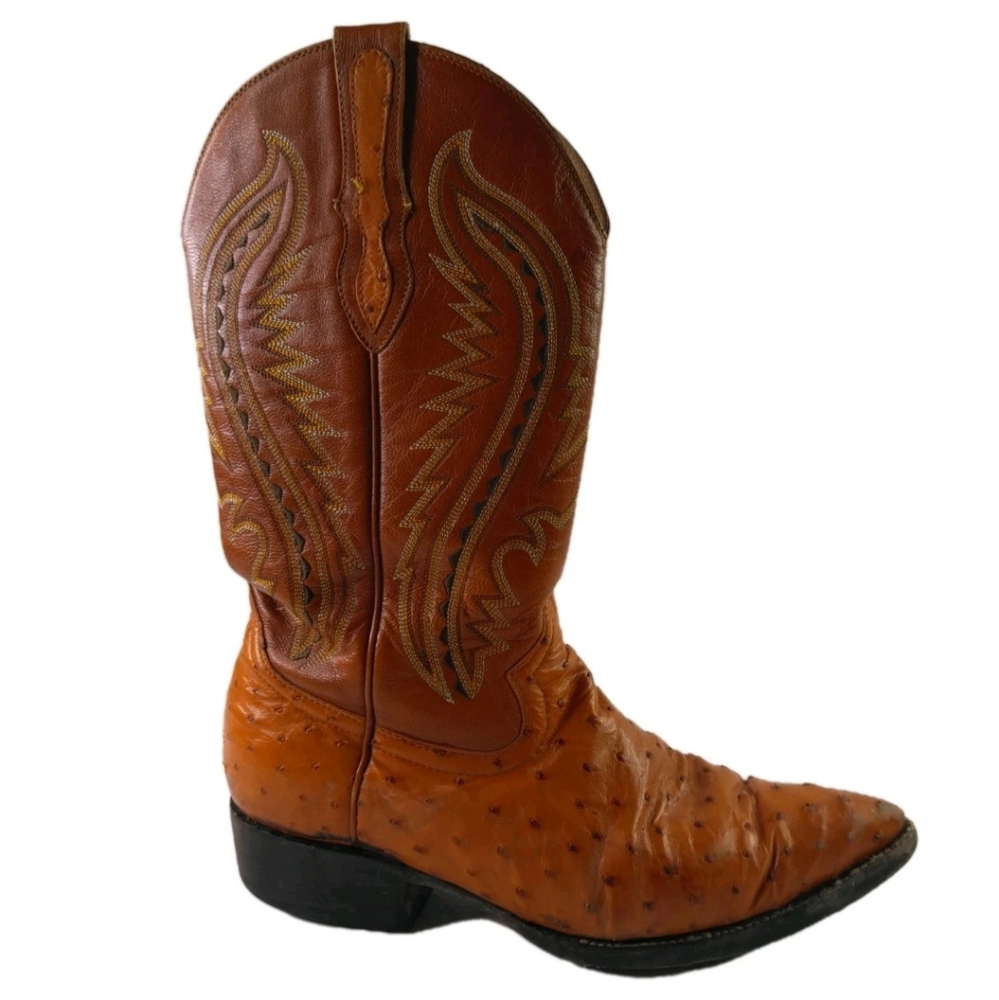 Palomino Genuine Ostrich Orange Sunshine Cowboy Boots Size: 7